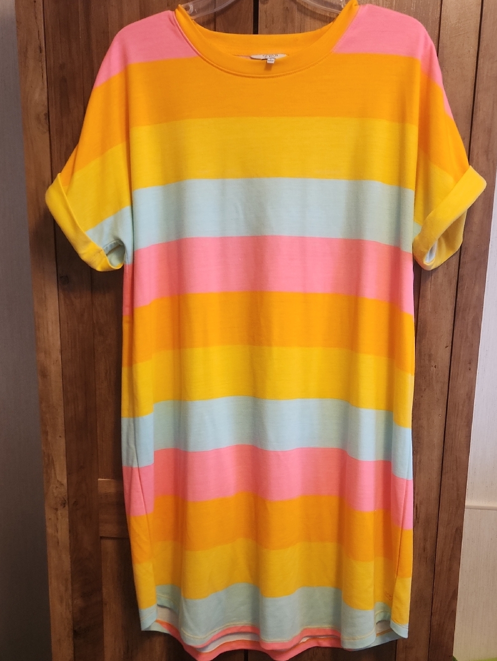 Striped Midi Shift T-shirt Muticolored Beach Resort Dress